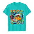 thumbnail image 4 of LUOGENLI T-Shirt pour Filles, 100 Jours, Imprimé Scolaire, Mode, Manches Courtes, Col Rond, Ample, Décontracté, Long, Vert Menthe, 6-7 Ans, 4 of 4