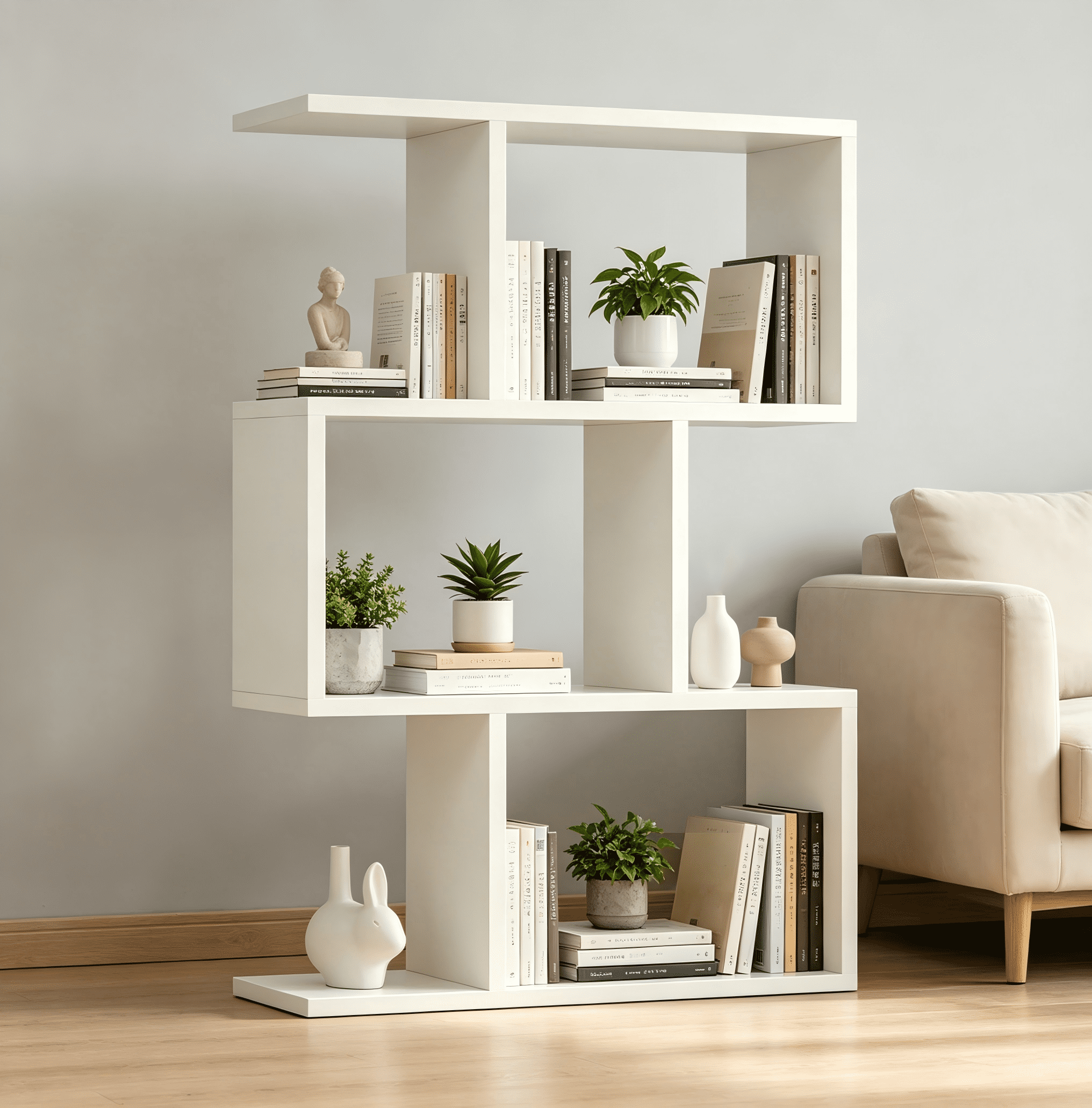 Leumius 3-Tier Bookshelf,Modern Simple Storage Rack for Books/Décor for Bedroom,Living Room,White