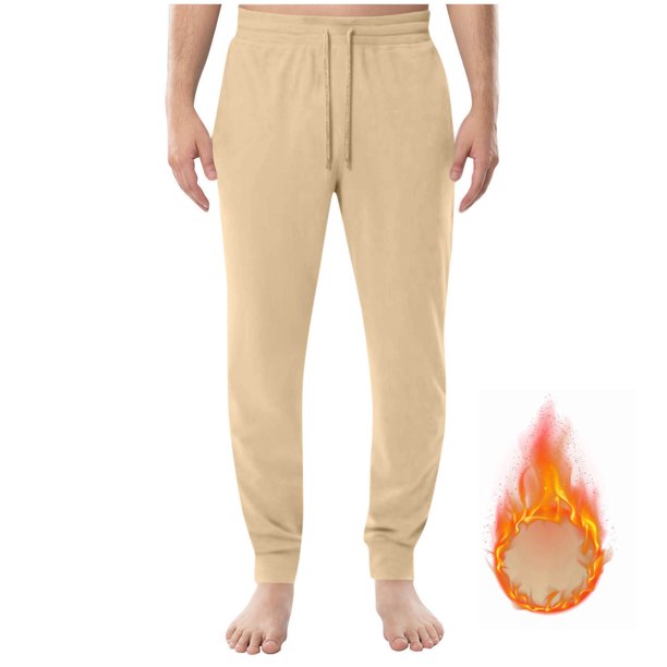 Pantalones largos para hombre, color liso, con bolsillos, cremallera, cintura elástica, de poliéster