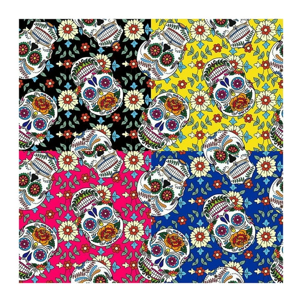 Tela de para manualidades Patchwork Cuadrados Tela Acolchado Patchwork Color Cráneos Paños DIY Scrapbooking Arte Color de la mezcla 50x50cm