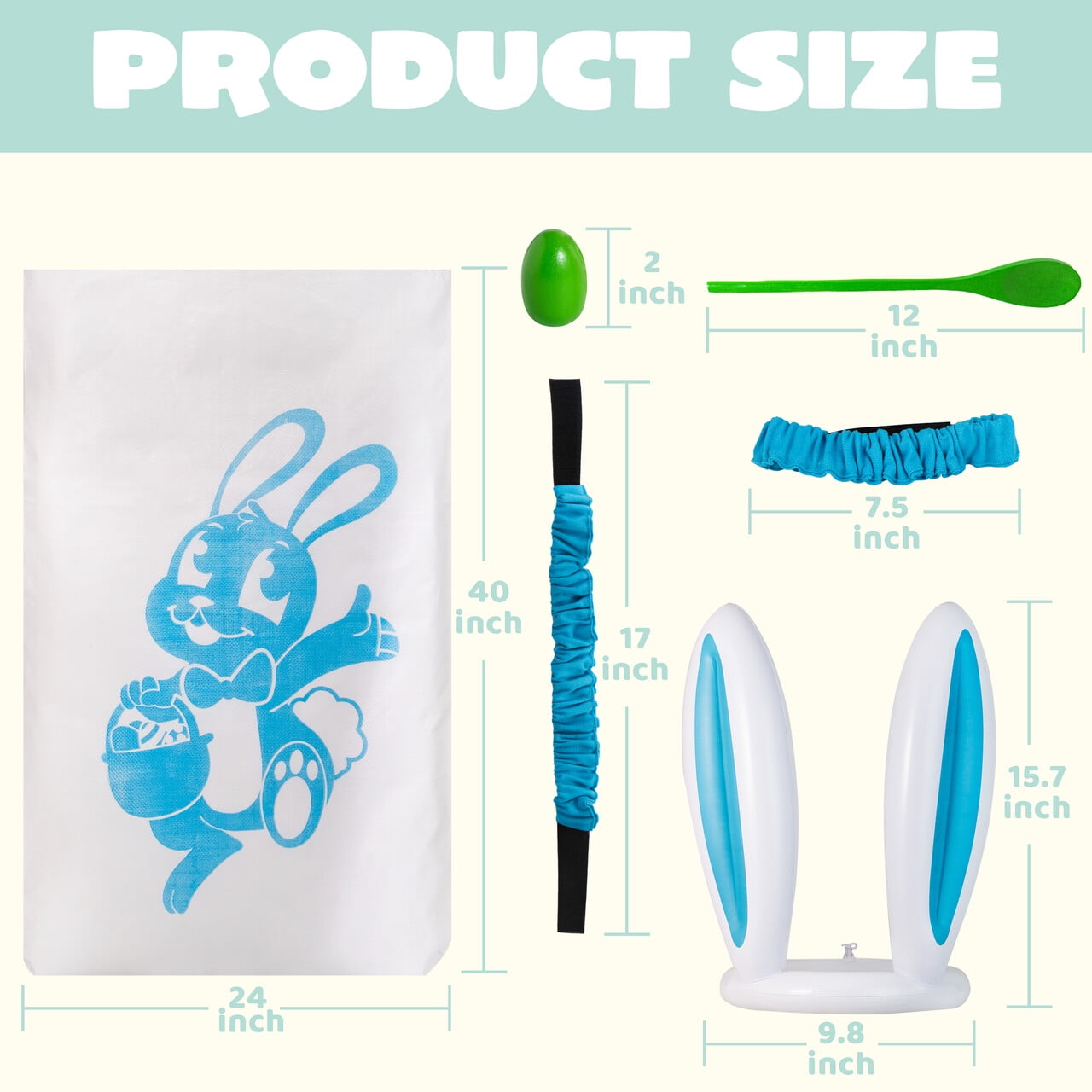 Joyfy 33Pcs Easter Potato Sack Race Bags,Spoon and Egg Race, 6 Players Legged Relay Race Bands Elastic Tie Rope for Easter Theme Party Favor, Outside Lawn,Eggs Hunt Game Activities