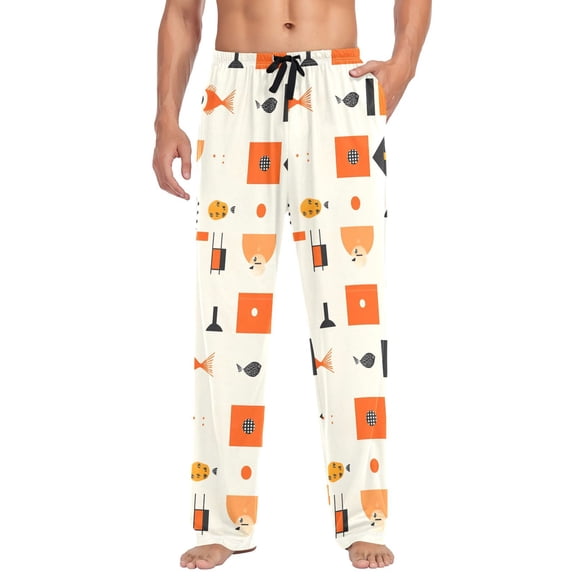 FORMRS Mens Pajama Pants with Pockets Soft Cotton Sleepwear Lounge Bottoms, Sizes S-2XL, Minimalist Geometric Pattern