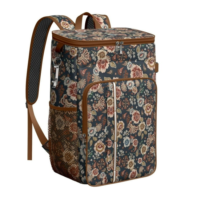 Bright Colorful Sunflower and Daisy Pattern Cooler Bag - 20L Soft Cooler with Multiple Pockets