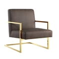 thumbnail image 2 of Finn Tan/Gold PU Leather Accent Chair - Square Arm, Stainless Steel Frame, 2 of 10