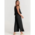 thumbnail image 5 of Women'S Pants Sets 2 Piece Outfits Sleeveless Round Neck Tank Tops Elastic Waist Wide Leg Black S, 5 of 9