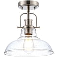thumbnail image 1 of Zlepmlla Modern Flush Mount Ceiling Light Fixture, < Bulb NOT Included> Brushed Nickel Finished with Clear Glass Shade, Farmhouse, 1 of 9