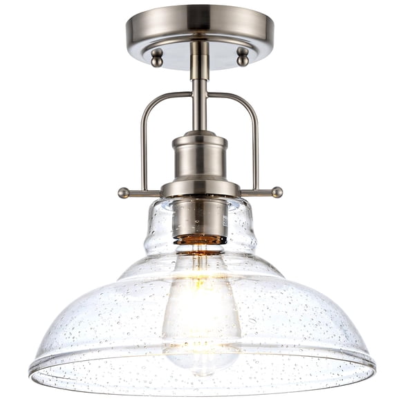 Zlepmlla Modern Flush Mount Ceiling Light Fixture, < Bulb NOT Included> Brushed Nickel Finished with Clear Glass Shade, Farmhouse