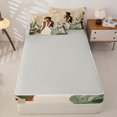 thumbnail image 4 of Castle Fairy Bohemian Black Girl Zipper Twin Comforter Sets with Fitted Sheet and 2 Pillowcases,Vintage Tropical Leaves Zipper Bedding Set,Beige,Grey Reversible,4-Piece, 4 of 6