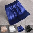 thumbnail image 5 of Men Elastic Waist Silk Satin Pajamas Shorts Nightwear pocket Pants Bottoms, 5 of 7