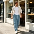 thumbnail image 6 of Baggy Sweatpants Men Casual Straight Leg Big and Tall Plus Size Pants Gym Workout Pants With Drawstring Fashion Clothing Sky Blue L, 6 of 6