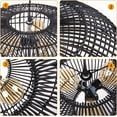 thumbnail image 6 of Arturesthome Rattan Pendant Lights Wicker Chandelier Boho Basket Lighting Fixture Large Natural Woven Hanging Light for Kitchen Island Sink Dining Room Entryway Black 3-Lights, 6 of 7