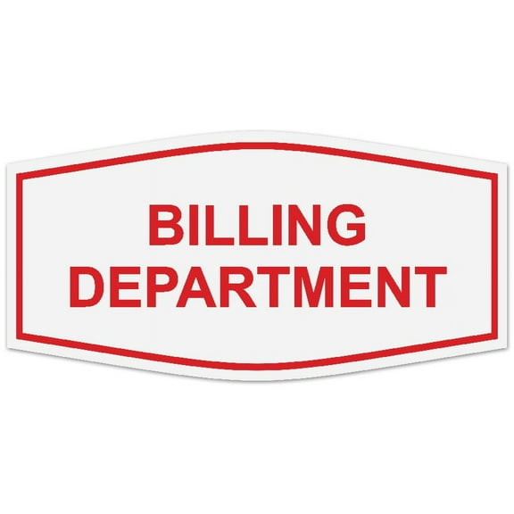 Signs ByLITA Fancy Billing Department Sign - Laser-Engraved Lettering | Durable ABS Plastic | Vibrant Colors | Powerful Foam Tape (White/Red) - Large