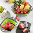 thumbnail image 6 of Silicone Square Folding Vegetable Fruits Washing Drain Basket Collapsible Colander Strainer Basket Kitchen Food Gadgets (Green,24.5X18.5X7.5CM), 6 of 7