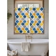 thumbnail image 7 of Tier Curtains 45 Inches Long, Yellow Blue Morocco Pattern Window Treatment Curtain Drapes, Modern Moroccan Geometric Window Half Privacy Curtains for Bedroom Bathroom, 42"x45", 2 Panels, 7 of 7