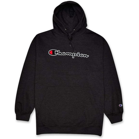 Champion Mens Big and Tall Hoodie Sweatshirt with Embroidered Script Logo Charcoal Heather 2XT