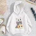 thumbnail image 5 of Wilak Girls Cats Printed Hoodies Sweatshirts Size 2-8, Pullover Long Sleeve Casual Cute Kids Fall Tops White, 5 of 7