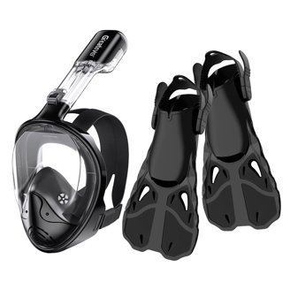 Greatever Full Face Snorkel Mask With Camera Mount - Anti-Fog Panoramic View For Adults & Kids