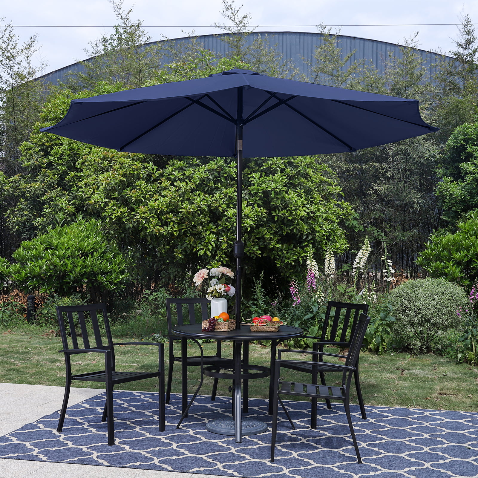 Solar Umbrella Outdoor Home Garden Equipment Adjustable Height Tilt Angle 10Ft 