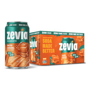 Zevia Zero Sugar, 0 Calorie Salted Caramel Soda Pop, 12 fl oz, 6 pack Cans