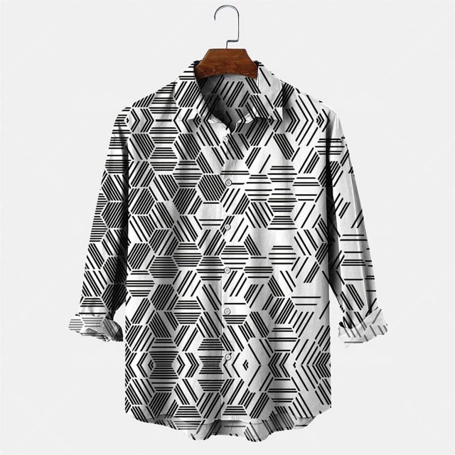 Camisas hawaianas Harjauku camisas con estampado a cuadros camisas de moda para hombre blusas casuales de playa de manga larga blusas con solapa ropa para mujer 4XL
