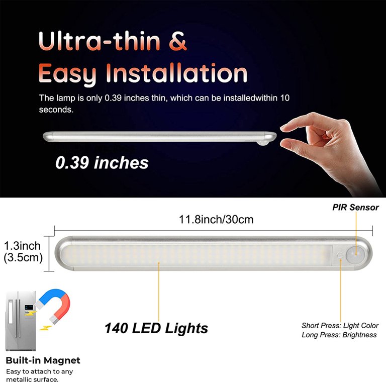 20/30/40/10cm LED Ultra Thin Lights Motion Sensor night light