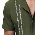 thumbnail image 5 of Afuyipoi Men's Floral Button-Down Shirt,Stylish Print Turn-Down Collar Short Sleeve Army Green XL, 5 of 6