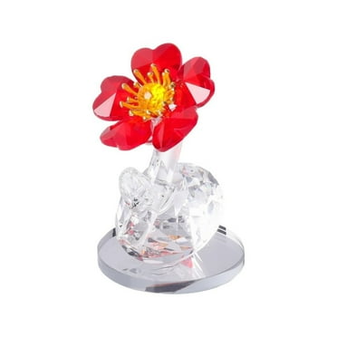 BINGLI Glass Flower Figurines Collectibles for Anniversary, Wedding, Christmas Gifts - Elegant Home Decor Accents for Women’s Day, Mother’s Day, Valentine’s Celebration