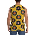 thumbnail image 4 of Lsque Retro Vinyl Records Print Men's Cotton Blend Sleeveless Muscle Shirts (S-3XL)- Moisture Wicking, Odor Protection, UPF 30+,X-Large, 4 of 8