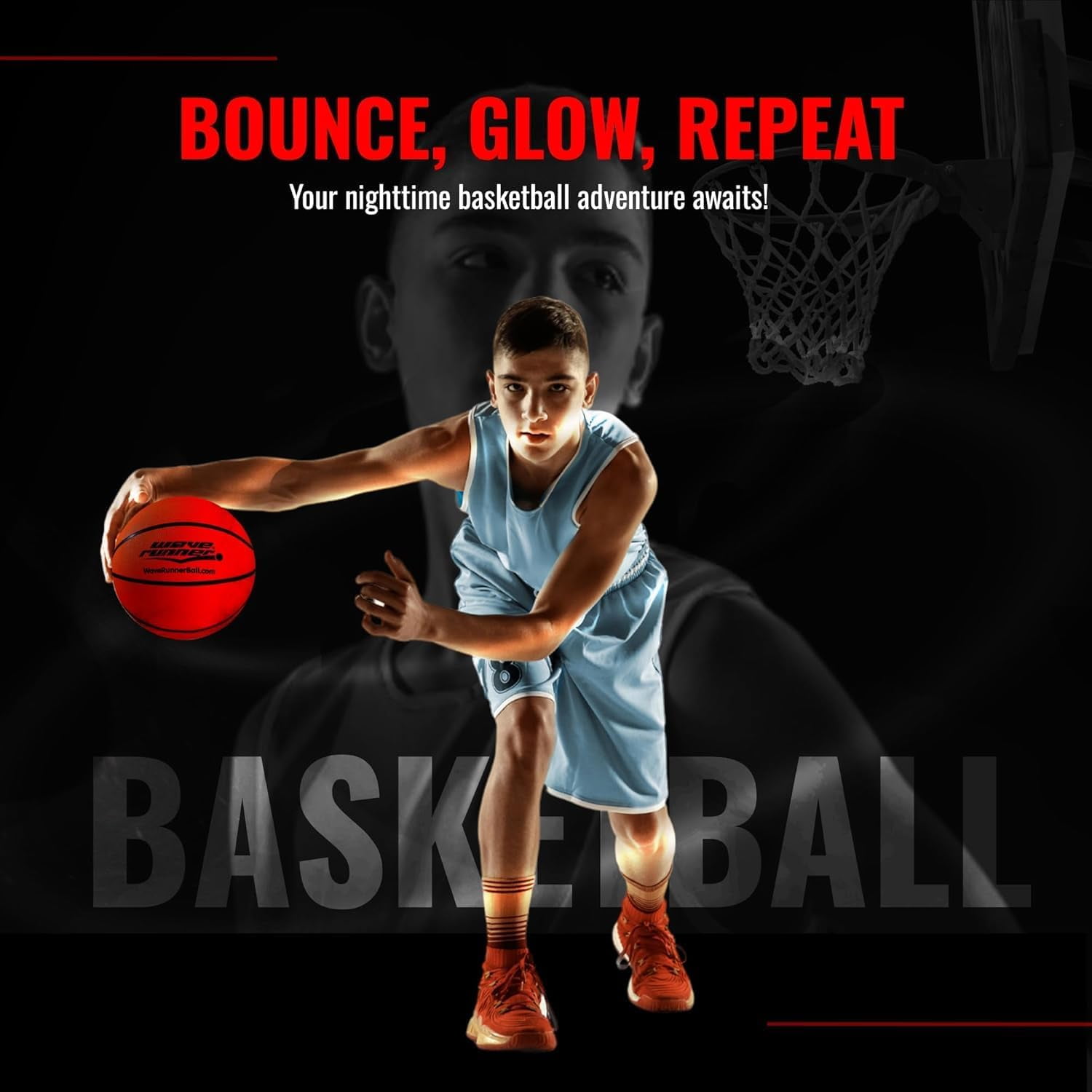 Light Up LED Basketball, Glow in the Dark with Pump and Batteries Included, Cool Sports Gift for Boys Ages 8-15