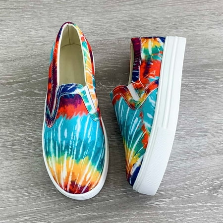 

Cathalem Fashion Shoes Women Casual Printi Gradient Breathable Slip-On Single Comfortable Women s casual shoes Woven Shoes Women Multicolor 6.5