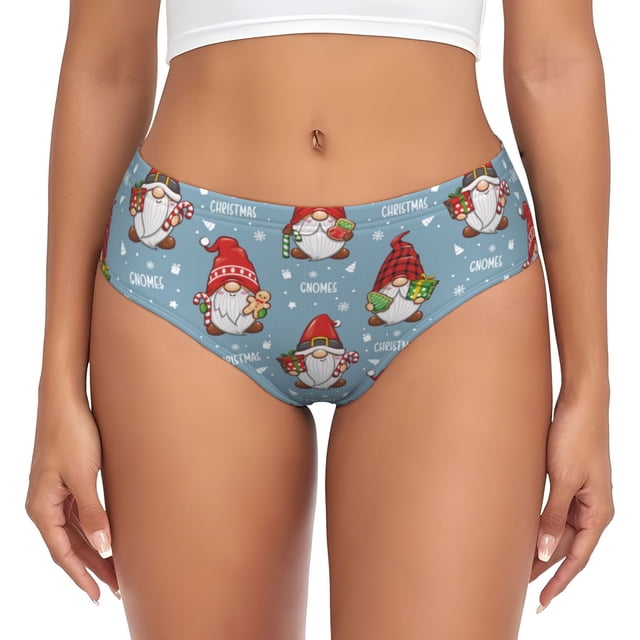 Fotbe Snowflake Christmas gnome Calzones Estampados para Mujer – Ropa Interior de Algodón, Cómoda, Suave y Elástica-Large
