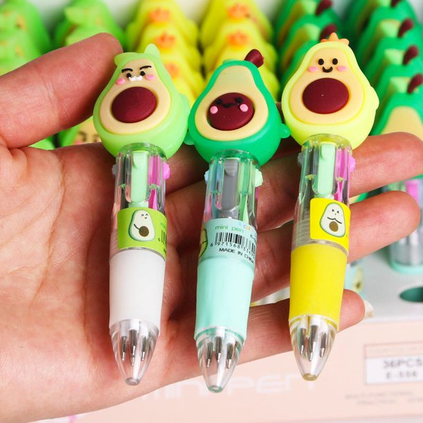 3bolígrafos interesantes de aguacate, bolígrafos telescópicos multicolor 4 en 1, suministros escolares de bolígrafos de colores de oficina, bolígrafos multifuncionales para estudiantes regalos pa