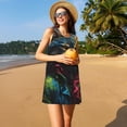 thumbnail image 3 of Balery Vintage Wolf Warrior Vestidos de verano para mujer con estampado: vestido holgado sin mangas, vestido playero informal y cómodo para días calurosos., 3 of 7