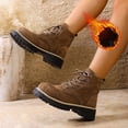 thumbnail image 3 of Womens Combat Boots Faux Suede Lace Up Chunky Platform Lightweight Non Slip Work Hiking Booties, 3 of 7