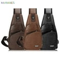 thumbnail image 2 of BadPiggies Men's PU Leather Sling Bags Small Chest Shoulder Crossbody Messenger Travel Hiking Multipurpose Daypack Backpack (Dark Brown), 2 of 10
