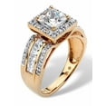 thumbnail image 2 of PalmBeach Jewelry 2.20 TCW Princess-Cut Cubic Zirconia Square Halo Ring in 18k Gold-plated Sterling Silver, 2 of 5