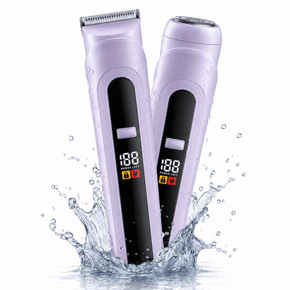 Bikini Trimmer Electric Razors for Women: 2-in-1 Wet/Dry Electric Body Hair Trimmer Facial Hair Removal for Face Lip Chin Pubic Underarm Legs