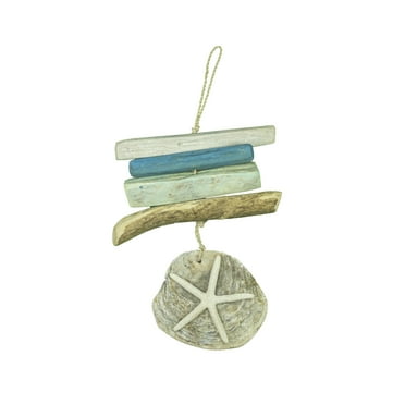 Beachcombers Driftwood Seastar In Shell Hanging Decor  0