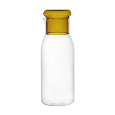 Fiocias Elegant Glass Water Pitcher with Lid Clear Juice Container Drink Carafe for Home Yellow