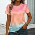 thumbnail image 4 of Satin Blouse for Women Gradient Business Casual Outfit Short Sleeve Tops Crewneck Tshirt Silk Shirt Summer Clothes, XL, 4 of 7