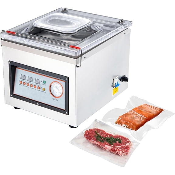 Chamber Vacuum Sealer, Foods Vacuum Packing Machine for Wet Foods, Meats, Marinades and More, 320W Sealing Power, Compact Size with 12.6 in Sealing Length, Applied in Home Kitchen and Commercial Use