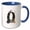 Blue/White, variant on 3drose, Round Letter O. Halloween Monogram, Broom, Wizard Hat, Cat Art Gift, 11oz Mug