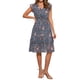 thumbnail image 1 of Vestido Casual de Mujer INSPIRE CHIC con Mangas de Volante Florales, Cuello en V, Fruncido y Volantes en Color Azul Gris Talla L, 1 of 6