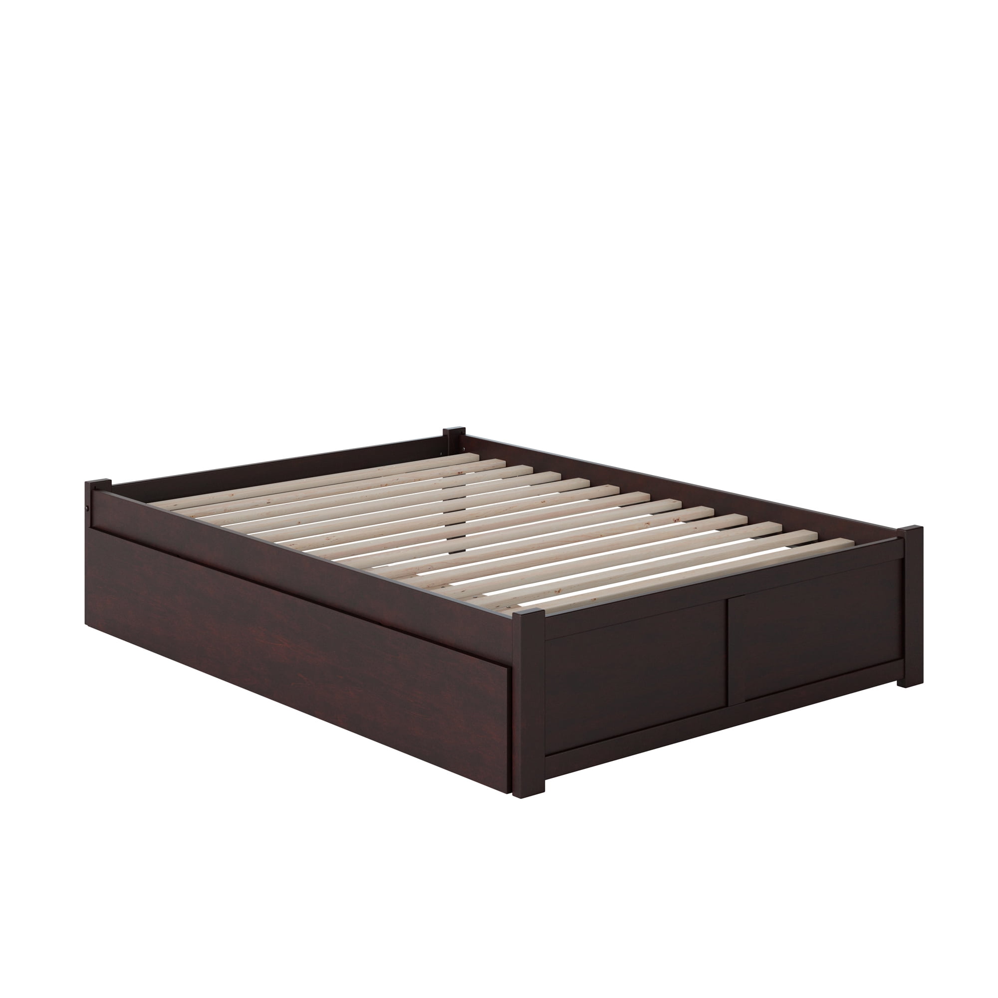 AFI Concord Full Solid Wood Platform Bed with Footboard & Twin Trundle, Espresso