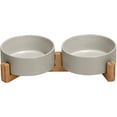 thumbnail image 1 of Bol Cerámico para Perros y Gatos con Soporte de Madera Bol Pesado con Acabado Mate Antideslizante Juego de Alimentación y Agua 13.5 oz, 1 of 8