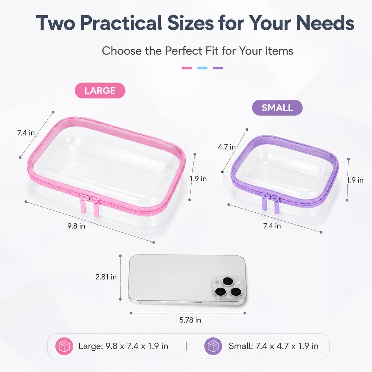 4 Pcs Clear Hard Zipper Case Tutuviw Transparent Hard Case Clear Makeup Bag Portable Organizer Bin Travel Plastic Pouch for Building Blocks Puzzles Storage Box (Multicolor, 9 x 7.8in)