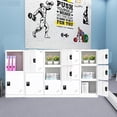 thumbnail image 3 of MECOLOR Vertical Single Tier Small Locker with Padlock latche 2 Compartment Storage for Employee,Home,Office file cabinet,School,Kids, 3 of 9