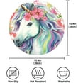 thumbnail image 4 of Coolnut 6PC Place Mats Watercolor Unicorn Flowers Round Placemat Heat-Resistant Placemats Dining Table Mat Circle Shape 15.4" for Kitchen/Dinner/Party/Restaurant Home Decor Gifts, 4 of 7