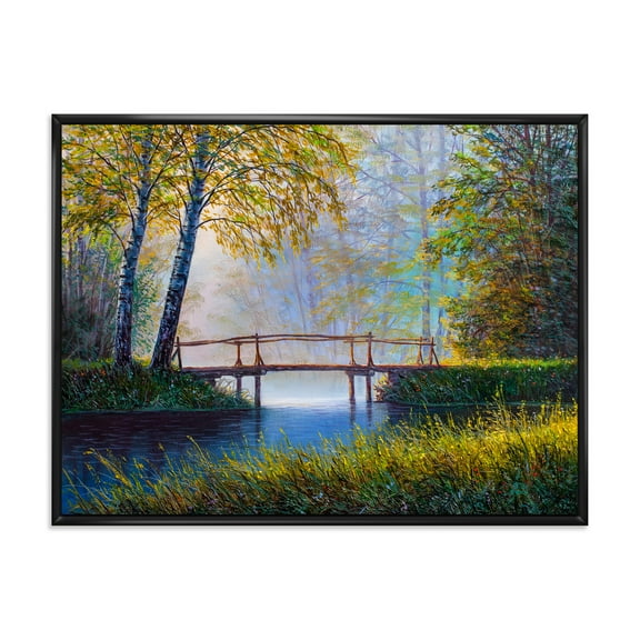 Sunrise Glow and The Awakening Spring Forest 20 in x 12 in Framed Photography Canvas Art Print, by Designart