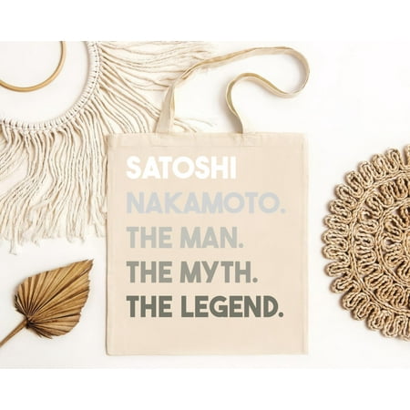 vintage Satoshi Nakamoto The Man  The Myth  The Legend T Bag in Tan - Bitcoin s Infamous Creator - Men s Short-Sleeve or Tote Bag-TH21203